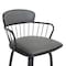 Armen Living Willow 25.5" Swivel Black Wood Counter Stool in Gray Faux Leather with Black Metal LCWIBABLKGRY26 - alternate 2